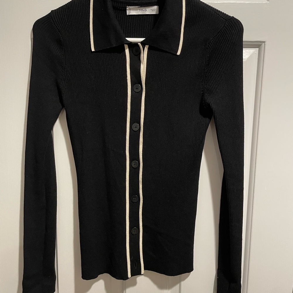 Mango Contrast Trim Cardigan; Women Size Medium